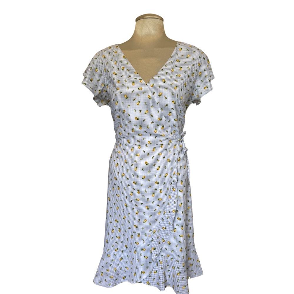 White Floral Wrap Dress